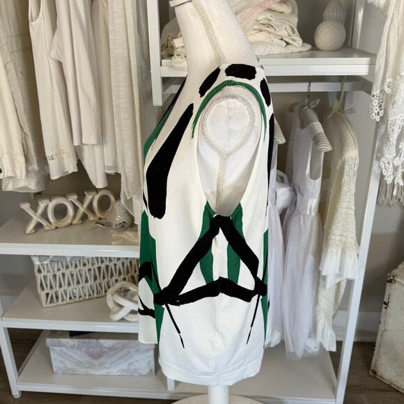 Chico’s sz. 1 (medium) graphic print light stretch knit tunic length vest 3934 - Picture 2 of 7